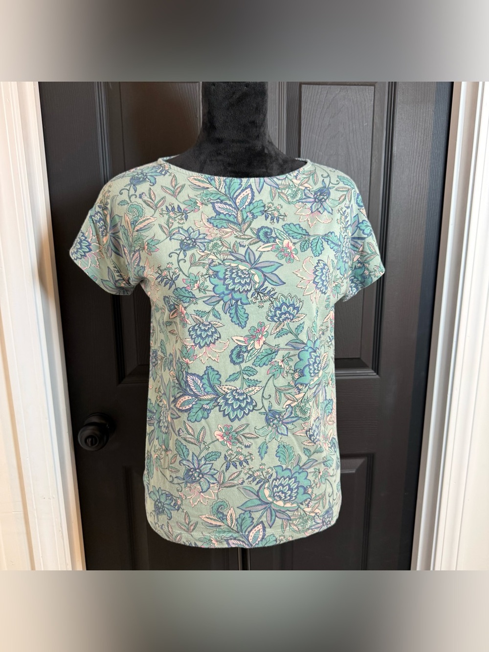 J. Jill Seafoam Floral Short-Sleeve Tee